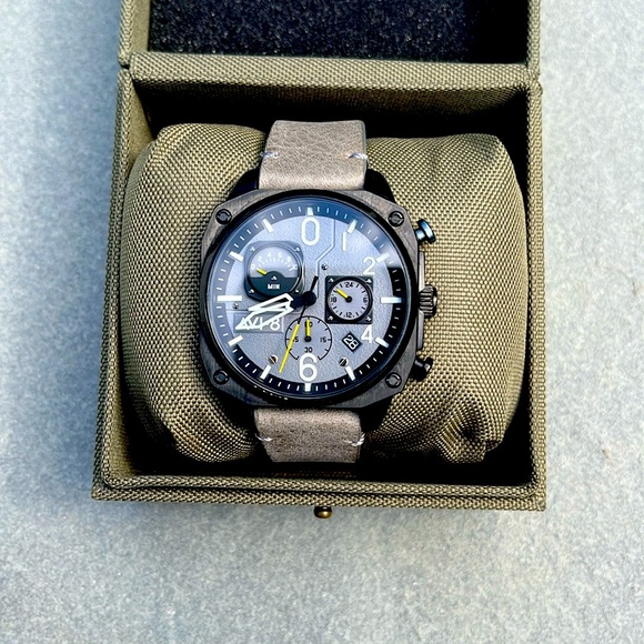 British AVI-8 Hawkeye Hunter Retrograde Sea Grey Dial Watch(#4052)